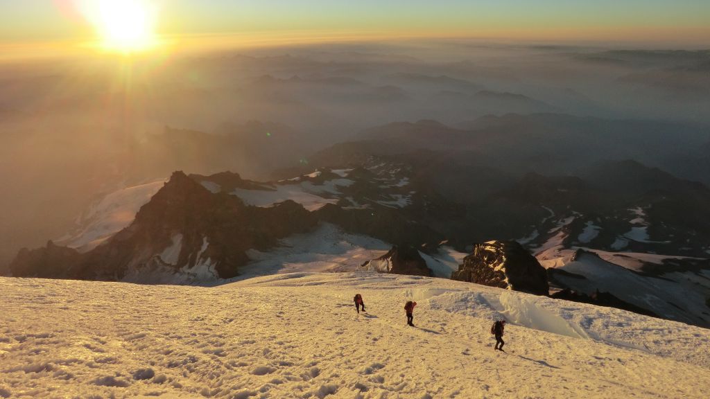 Rainier Team On Upper Slope