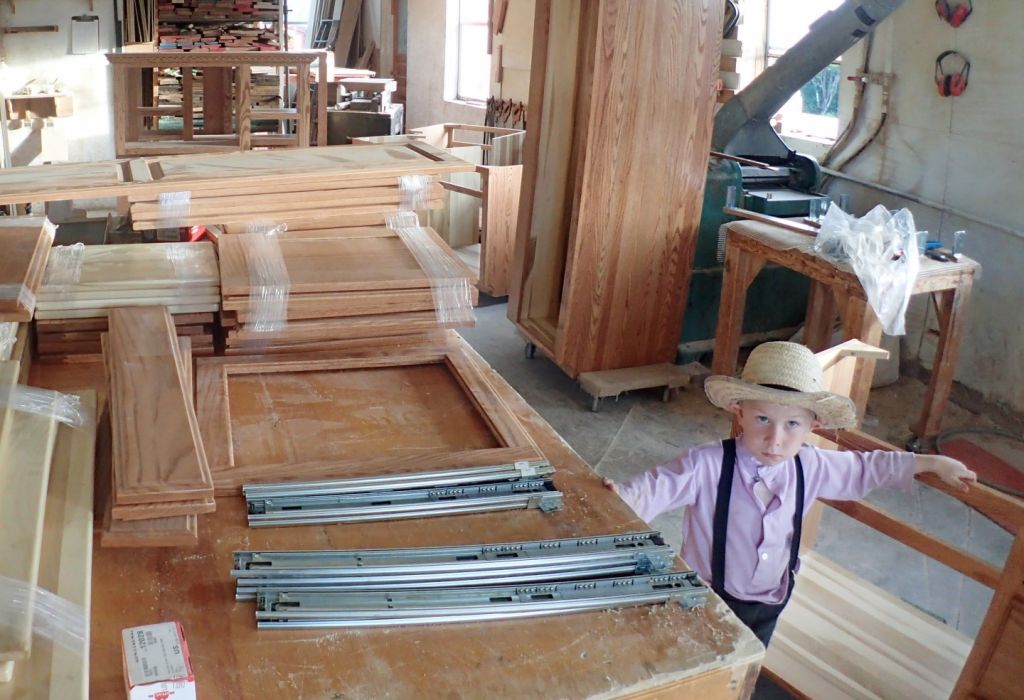 The interior of an Amish cabinet shop