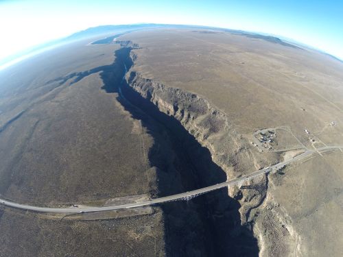 An aerial photo of the Rio Grand Gorge from waaay up