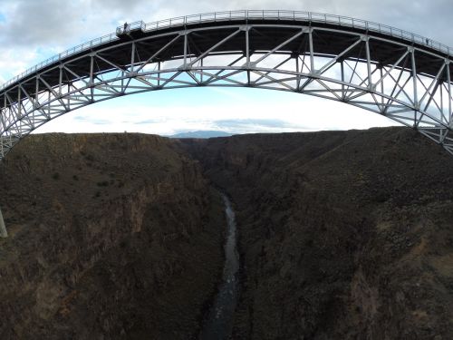 A drone photo from down inside the Rio Grande River Gorge