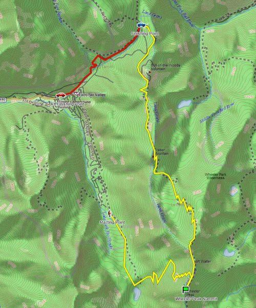 Wheeler Peak Planned Route