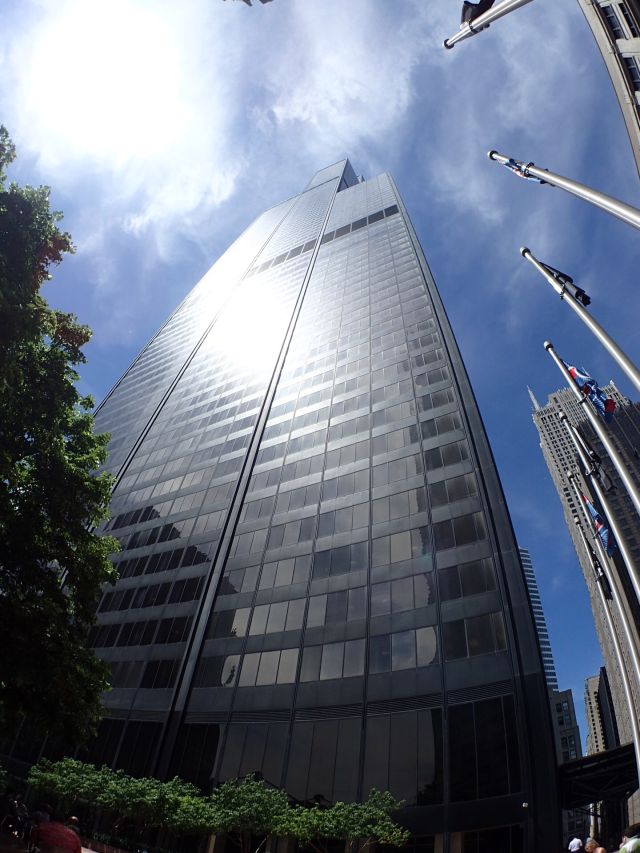 Willis Tower, formerly the Sears Tower rises 1,450' into the sky.