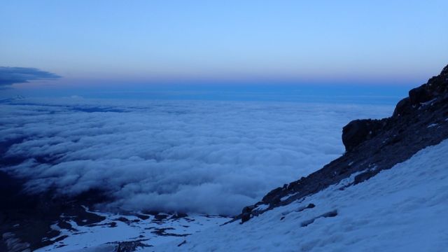 This was the first photo of summit day, and features a brilliant alpine glow.