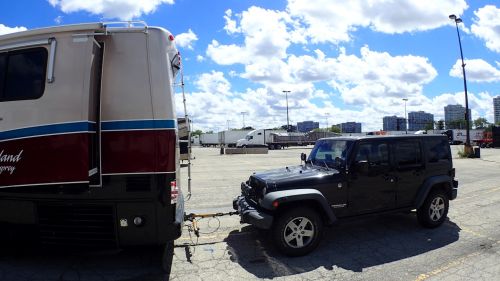 The truck marshaling lot was a perfect place to camp for our Chicago adventures.