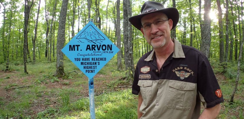 Standing on Mount Arvon Summit!