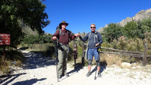 Rick and Danger back at the trailhead, and mission accomplished!