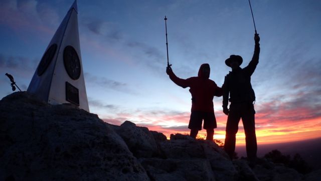 Danger and Rick at the Guadalupe Peak summit, posing for our last summit photo.